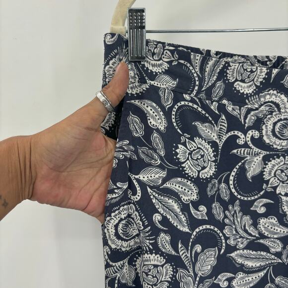 Jessica Simpson Navy Blue Floral Print Wide Leg Pants Large - Picture 5 of 13